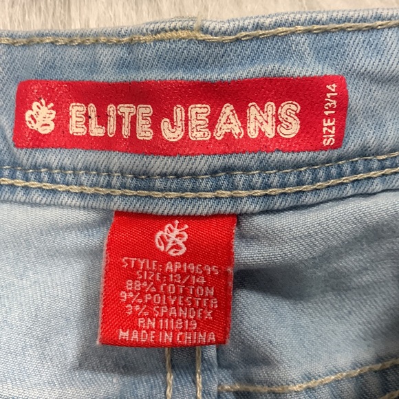 Elite Jeans, Women’s Ripped light wash hollow out sz 13/14 - Picture 5 of 8